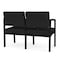 Lesro Lenox Steel 2 Seater with Center Arm, Black Seat, Black Back, 43.5 W 24.5 L 32 H, Linette Vinyl Seat LS2103 - alternate 3